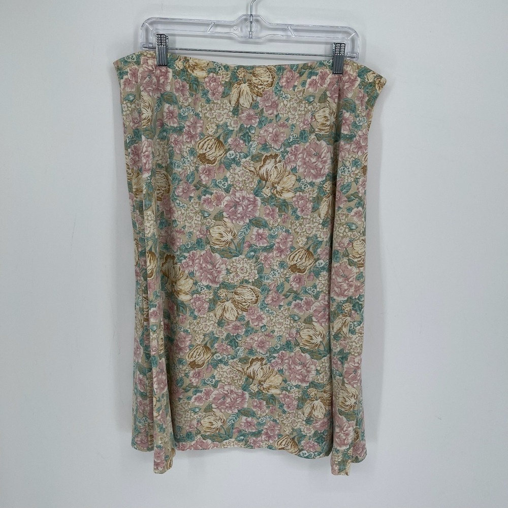 Cedar Hill Women's Vintage Multicolor Floral Elastic Waist Midi Skirt‎ Size M